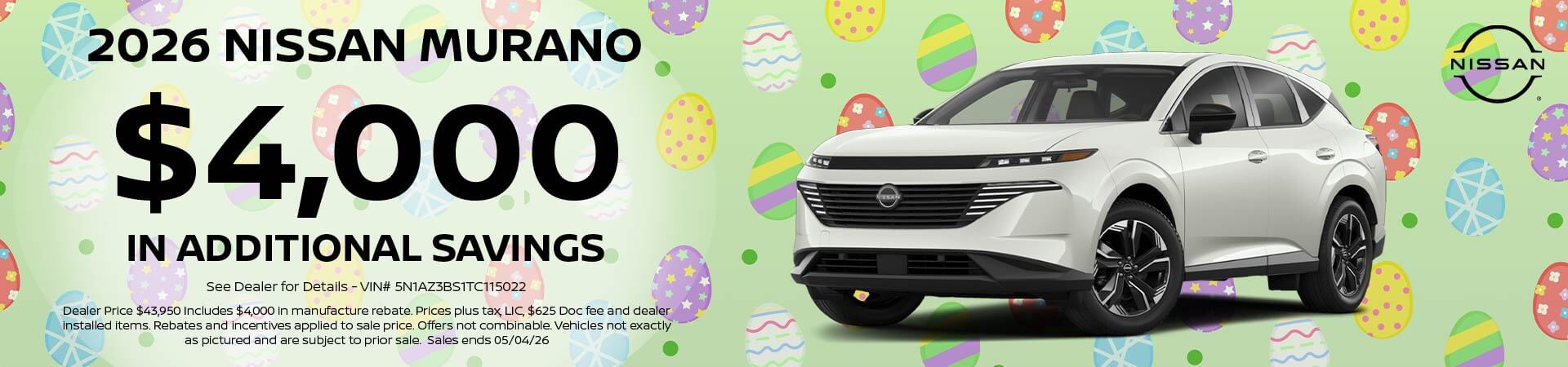 2026 Nissan Murano Additional Savings