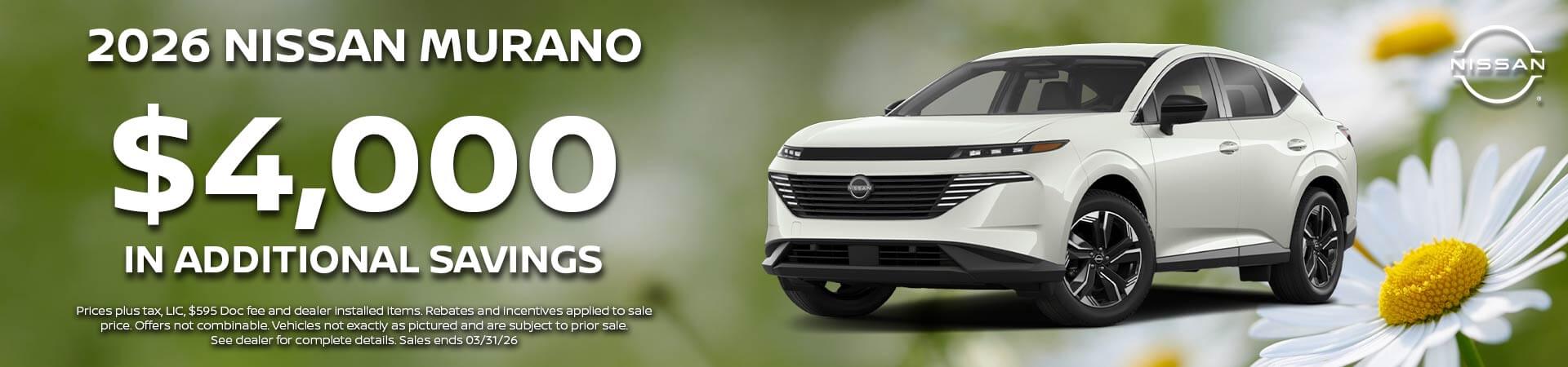 2026 Nissan Murano Additional Savings