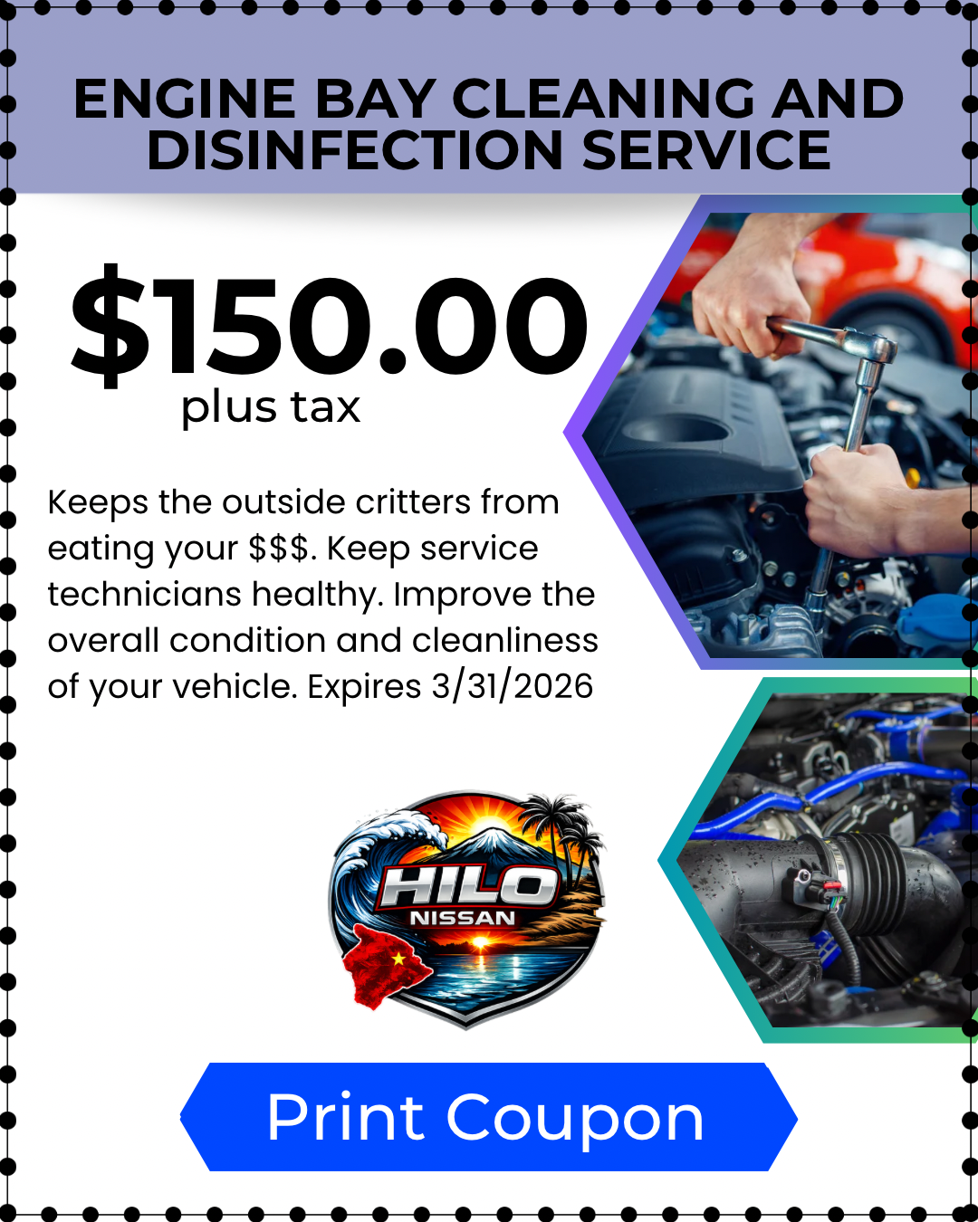 Kama'aina Service Coupon - Engine Bay Cleaning